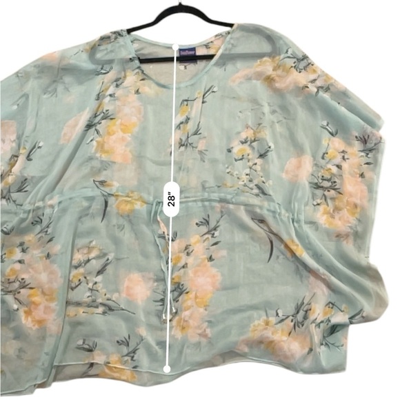 Floral flowy cover up sheer beach swim one size - Picture 4 of 6